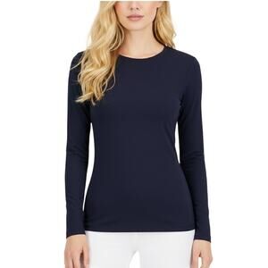 Susana Monaco Midnight Blue Crew Neck Long Sleeve Top NWT Size Small